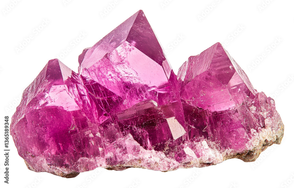 Fototapeta premium Luminous pink crystal formation natural environment view cut out