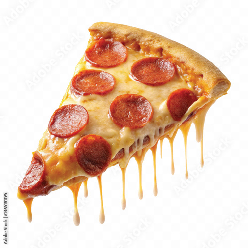 realistic delicious hot and fresh pizza dripping isolated on white background