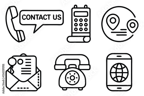 contact us editable stroke outline icons set isola