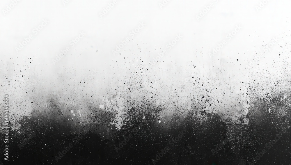 Obraz premium Abstract black and white painting with dynamic splatter effect on a textured background.