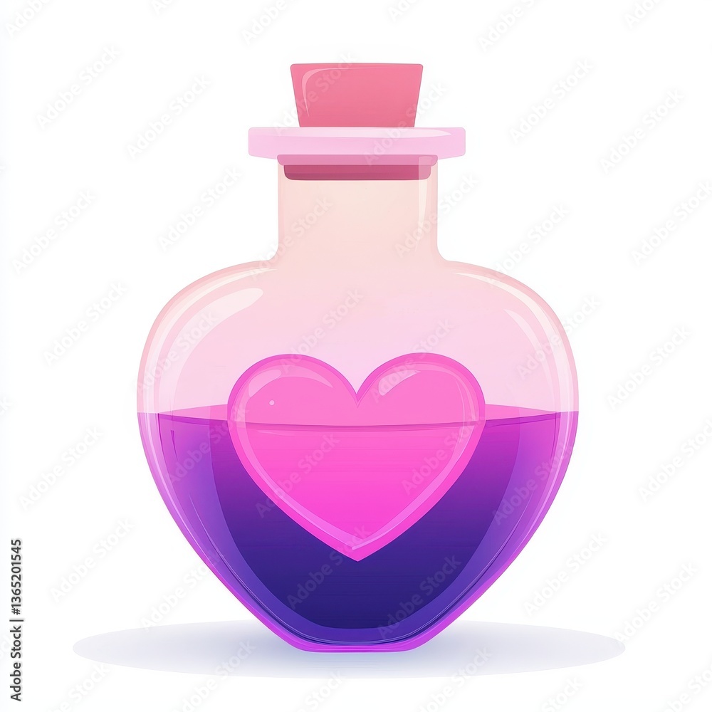 Heart Shaped Bottle of Purple Potion with Pink Heart Inside Love Potion Valentine s Day Romance Heart Shaped Bottle of Purple Potion with Pink Heart Inside Love Potion Valentine s Day Romance