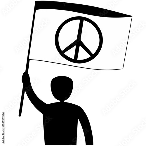Person holding peace flag symbolizing protest  