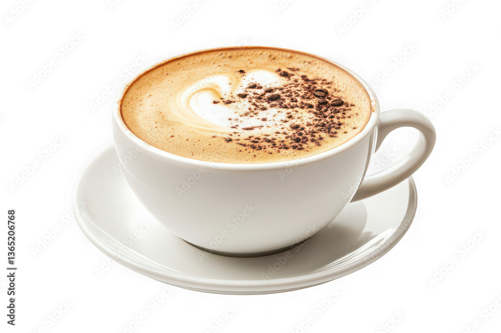 A heartwarming cup of cappuccino, adorned with a delicate heart-shaped latte art and a sprinkle of cocoa powder, inviting warmth and comfort in a bright white mug. A heartwarming cup of cappuccino, adorned with a delicate heart-shaped latte art and a sprinkle of cocoa powder, inviting warmth and comfort in a bright white mug.