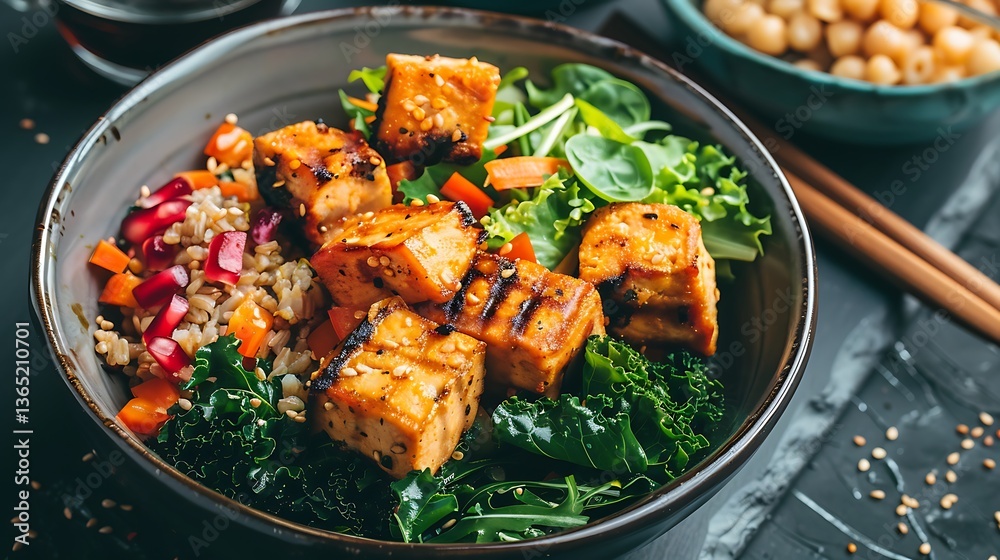 A plant-based protein meal served in a sleek, modern kitchen.
A plant-based protein meal served in a sleek, modern kitchen.