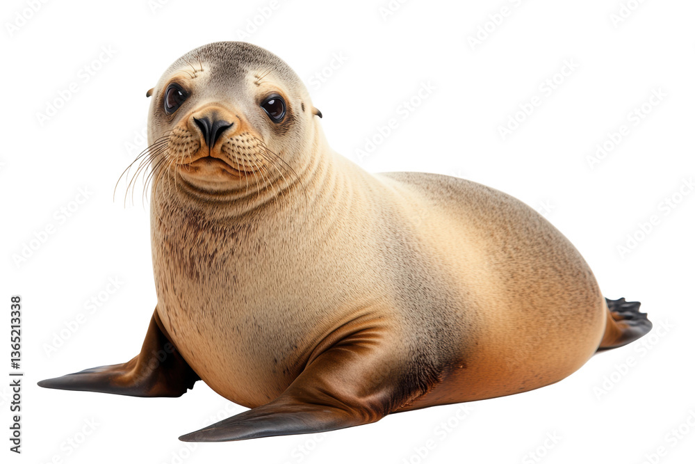 Obraz premium Cute seal resting on white background, cut out