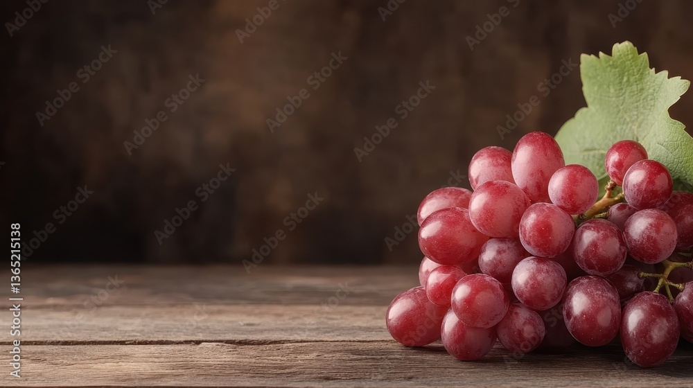 A luscious bunch of red grapes situated on a dark wooden surface creates a compelling contrast that enhances the fruit's rich color and invites a focus on its natural beauty. A luscious bunch of red grapes situated on a dark wooden surface creates a compelling contrast that enhances the fruit's rich color and invites a focus on its natural beauty.