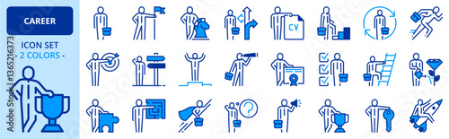 Icons in two colors about career. Business concepts
