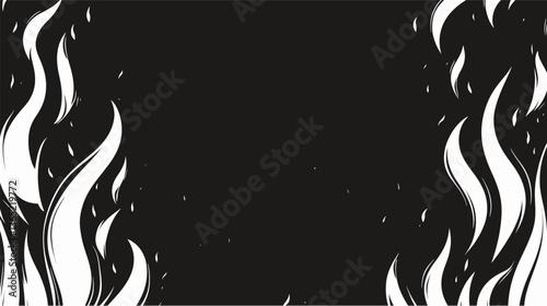 A striking visual of white fire emerging from all directions against a stark black background. The intense contrast between the black backdrop and the white flames creates a dramatic, fiery atmosphere