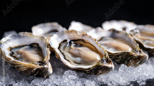 Fototapeta Naklejka Na Ścianę i Meble -  極上の生牡蠣と砕氷が織りなす美食の世界 | 上質な光沢感