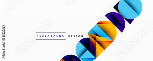 Abstract geometric pattern with intersecting circles and triangles in gradients. The high-contrast composition creates depth and a dynamic, modern aesthetic