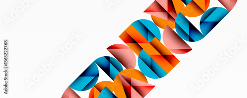 Abstract geometric pattern with intersecting circles and triangles in gradients. The high-contrast composition creates depth and a dynamic, modern aesthetic