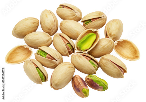 Wallpaper Mural A collection of fresh pistachio nuts and partially opened shells isolated on transparent background Torontodigital.ca