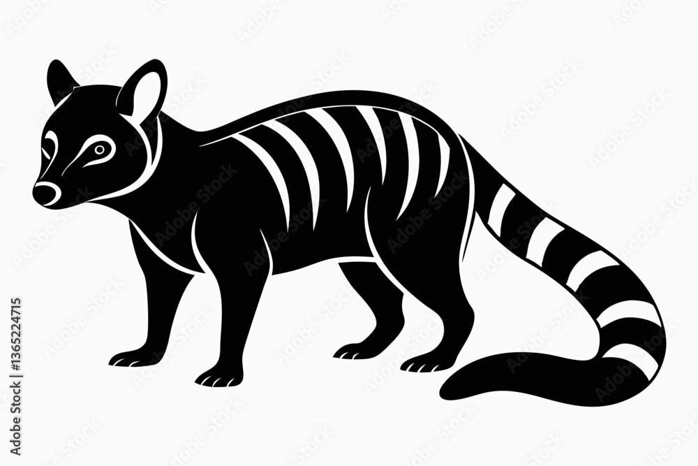 Obraz premium banded palm civet silhouette black vector