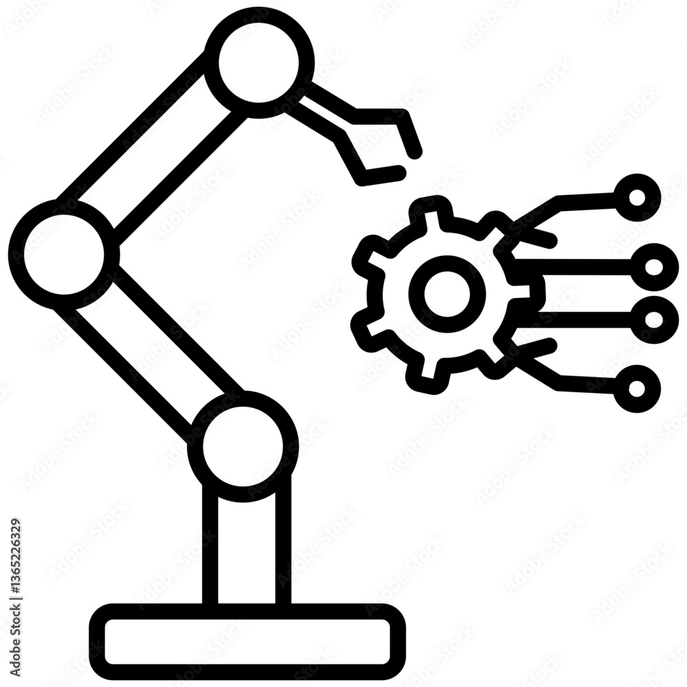 Automation Engineering Icon - Smart Technology & AI Systems Line Icon Automation Engineering Icon - Smart Technology & AI Systems Line Icon