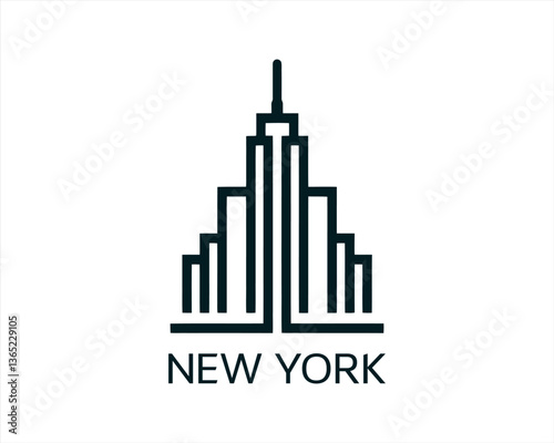 New York City skyline silhouette black and white logo vector illustration. New York City of United States of America vector template. Urban Architecture and Skyscrapers