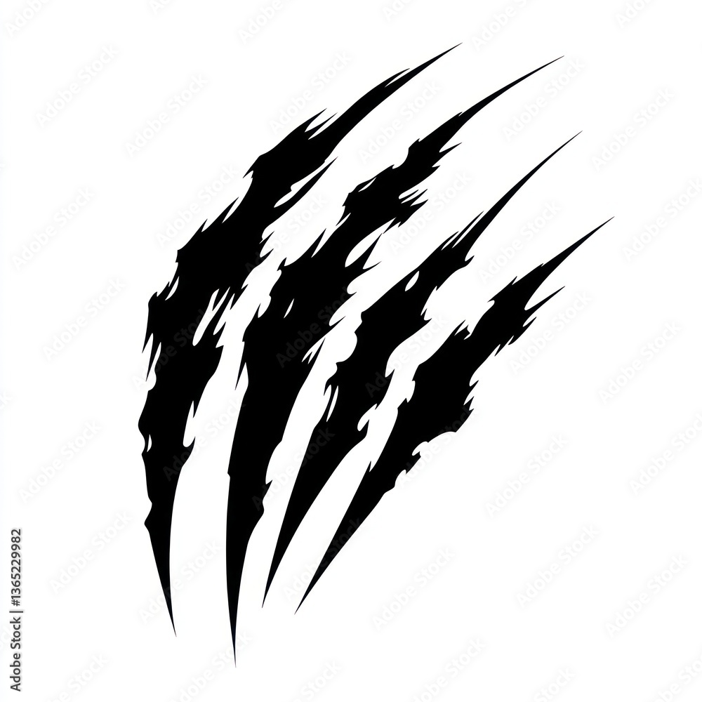 Naklejka premium Vector black sharp claws animal scratch vector.