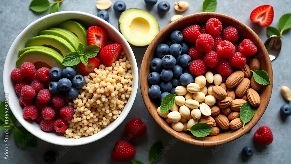 Healthy fruit nut bowl Delicious breakfast vibrant Healthy fruit nut bowl Delicious breakfast vibrant