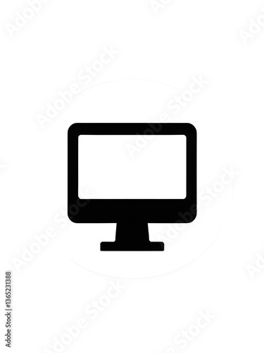 Computer screen illustration icon, black silhouette vector