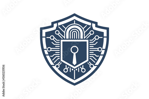 Secure Shield Vector Illustration featuring a padlock and lock, symbolizing cybersecurity, protection, privacy, digital safety, and data encryption in a modern, minimal, and professional design style.