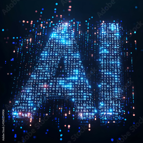 Wallpaper Mural Artificial Intelligence Binary Code Background: Glowing AI Letters, Digital Signage, and Futuristic Technology Design Torontodigital.ca