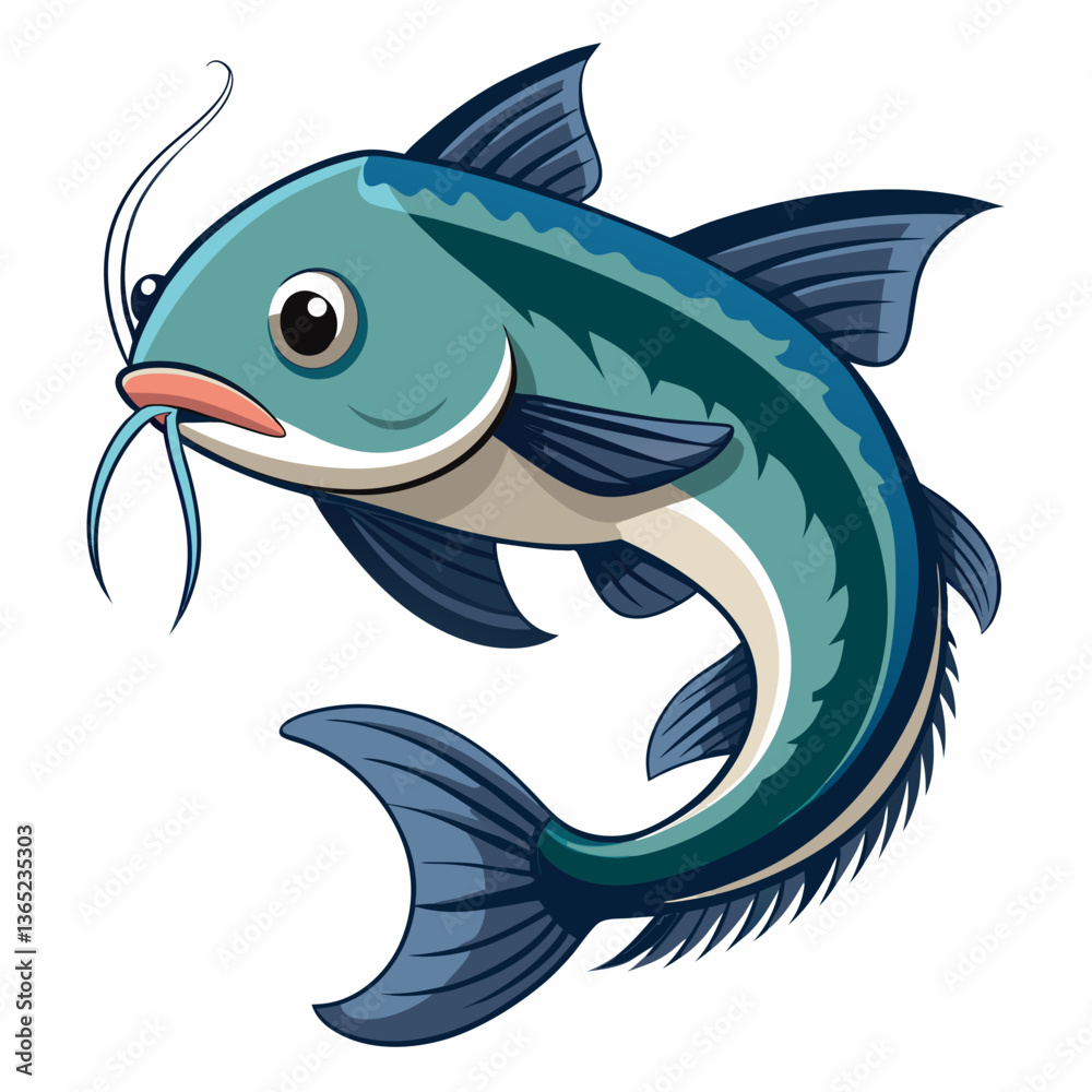 Fototapeta premium High-quality catfish fish vector illustration, perfect for digital designs, branding, and prints.