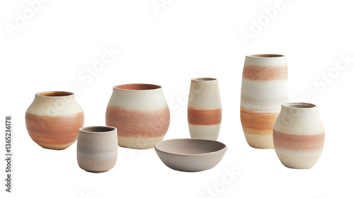 Handcrafted pottery collection with earthy tones.