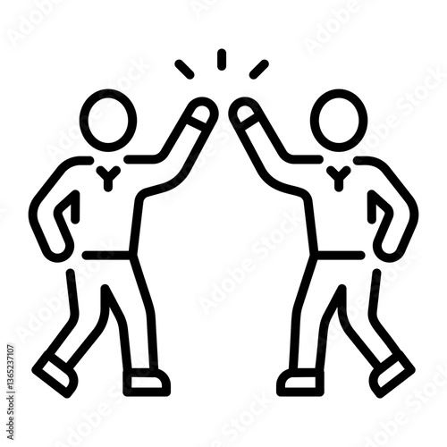 A line style icon of two friends giving high five 