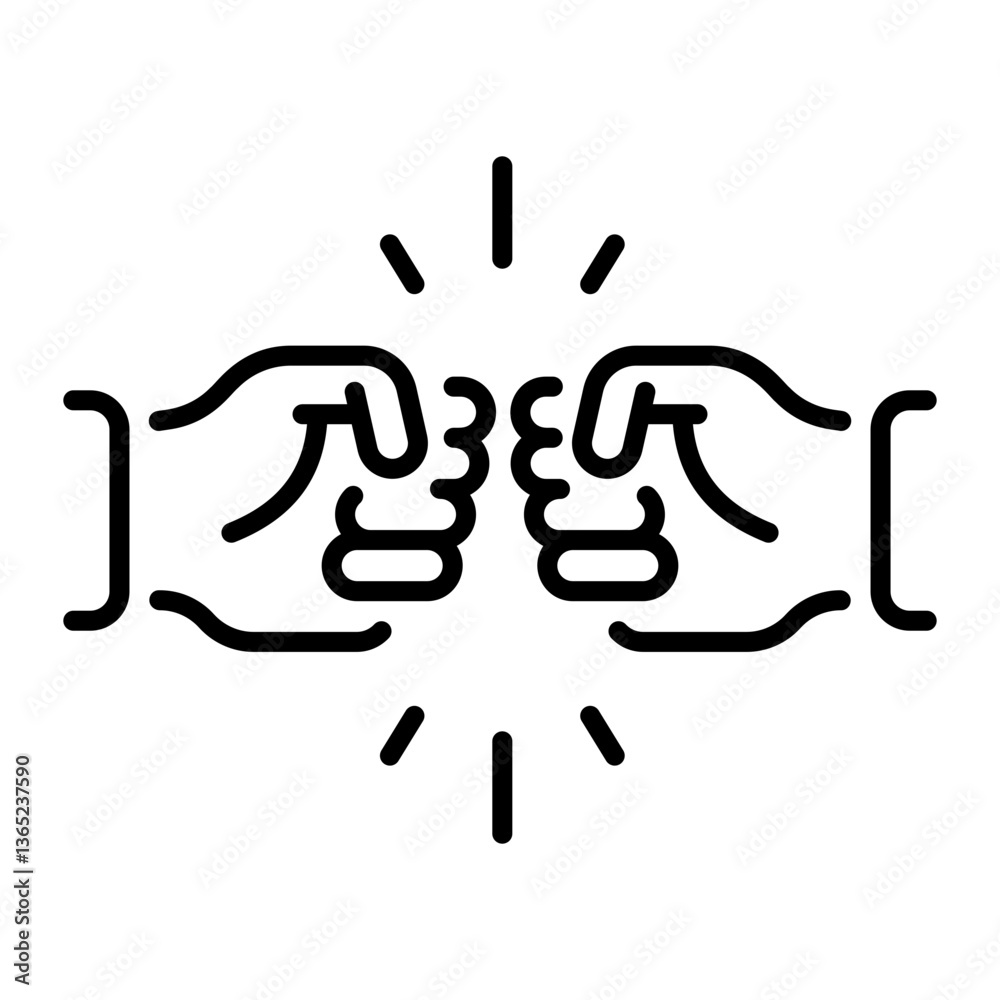 A linear style icon of friendship fist bump A linear style icon of friendship fist bump
