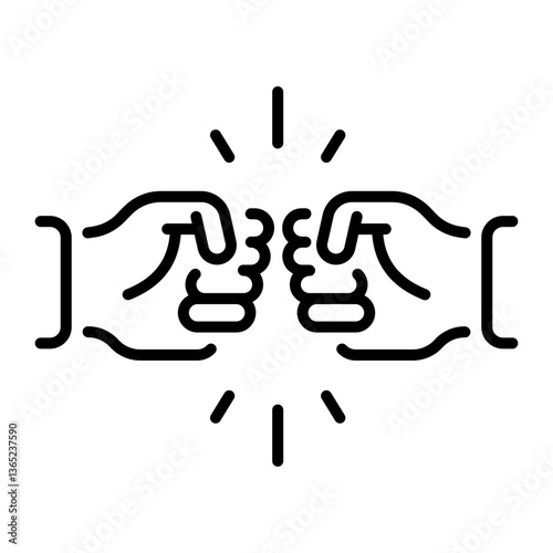 A linear style icon of friendship fist bump 