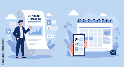 Man presenting content strategy plan.