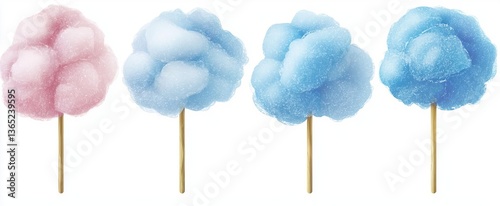 seamless of  Cotton candy. Sugar clouds 3d vector icon set , isolated on white background,  , copy space for text,