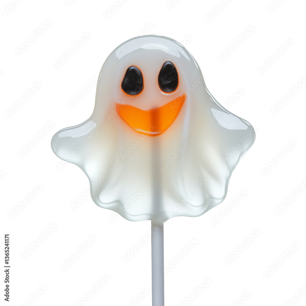Fototapeta premium ghost-shaped lollipop on stick isolated on transparent white background