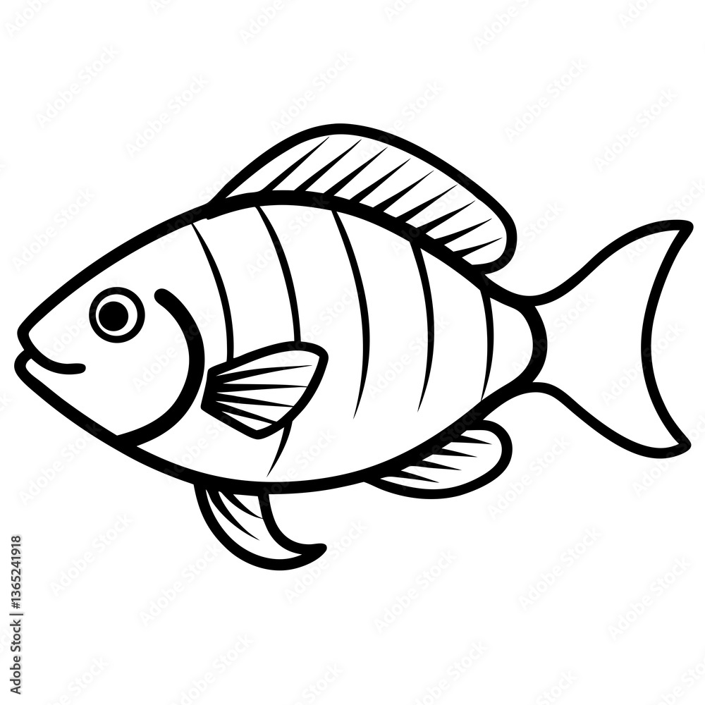 Fototapeta premium Tilapia Fish Vector | High-Quality Digital Illustration for Seafood Designs