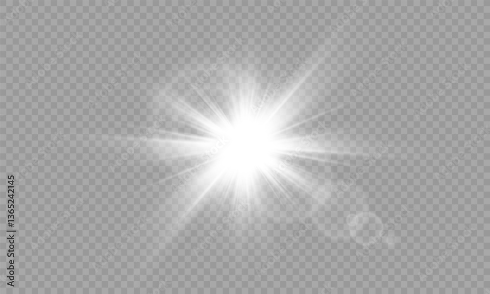 Yellow star flashed with sparkles sun isolated on white background. Soft glow without departing rays, sunlight with lens flare effect. PNG vector light effect. Yellow star flashed with sparkles sun isolated on white background. Soft glow without departing rays, sunlight with lens flare effect. PNG vector light effect.