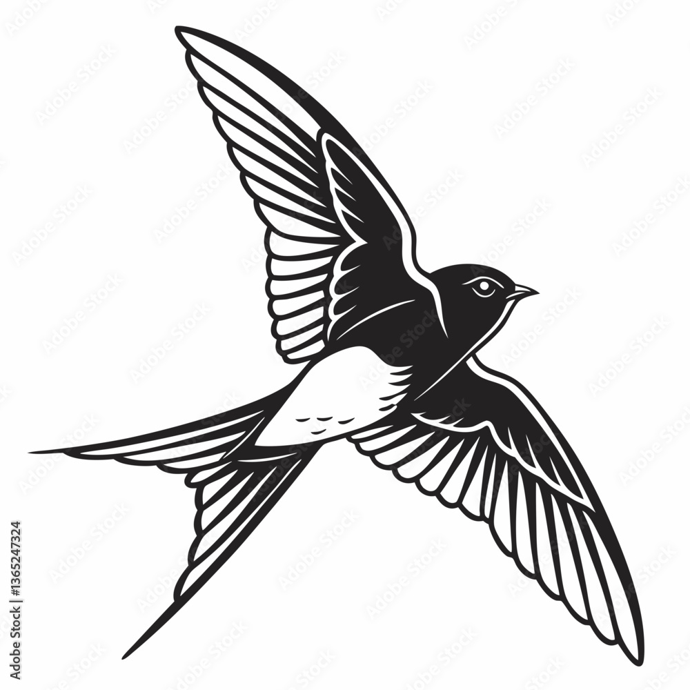 Fototapeta premium barn swallow black silhouette icon vector
