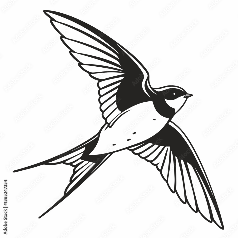 Obraz premium barn swallow black silhouette icon vector
