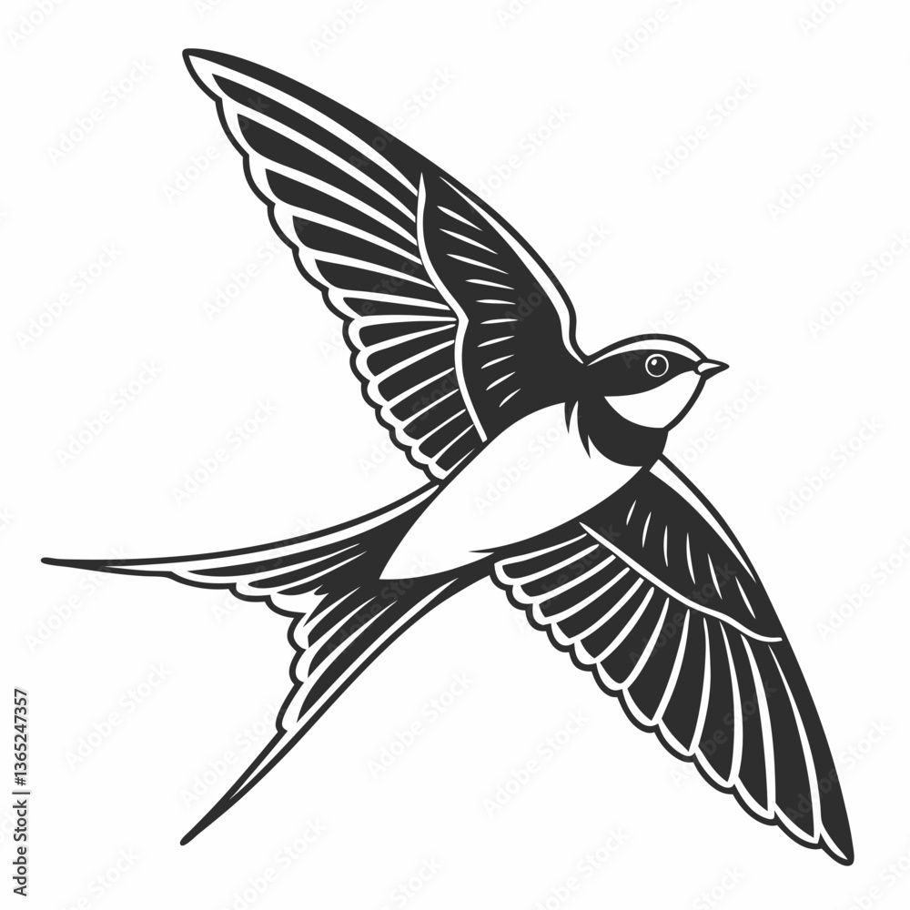 Obraz premium barn swallow black silhouette icon vector
