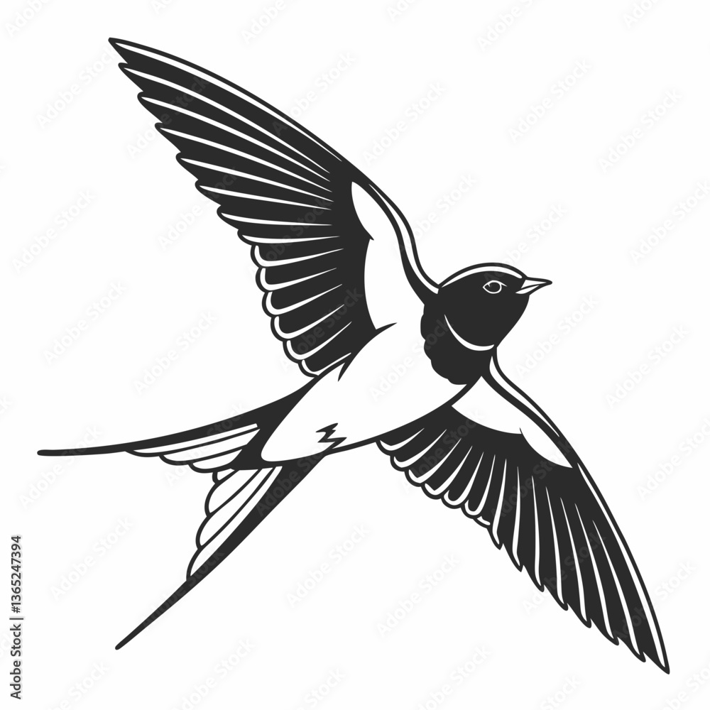 Naklejka premium barn swallow black silhouette icon vector