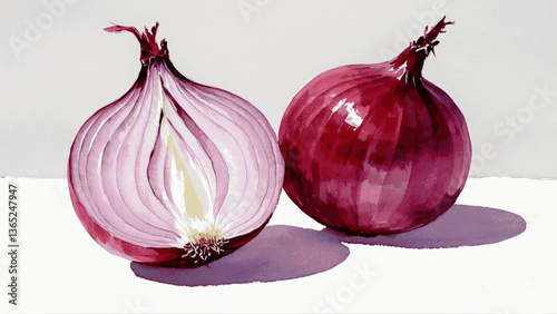 Shallots isolated watercolor vector illustration svg