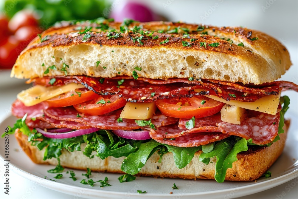 Delicious italian sub sandwich kitchen food photography bright environment close-up culinary delight Delicious italian sub sandwich kitchen food photography bright environment close-up culinary delight