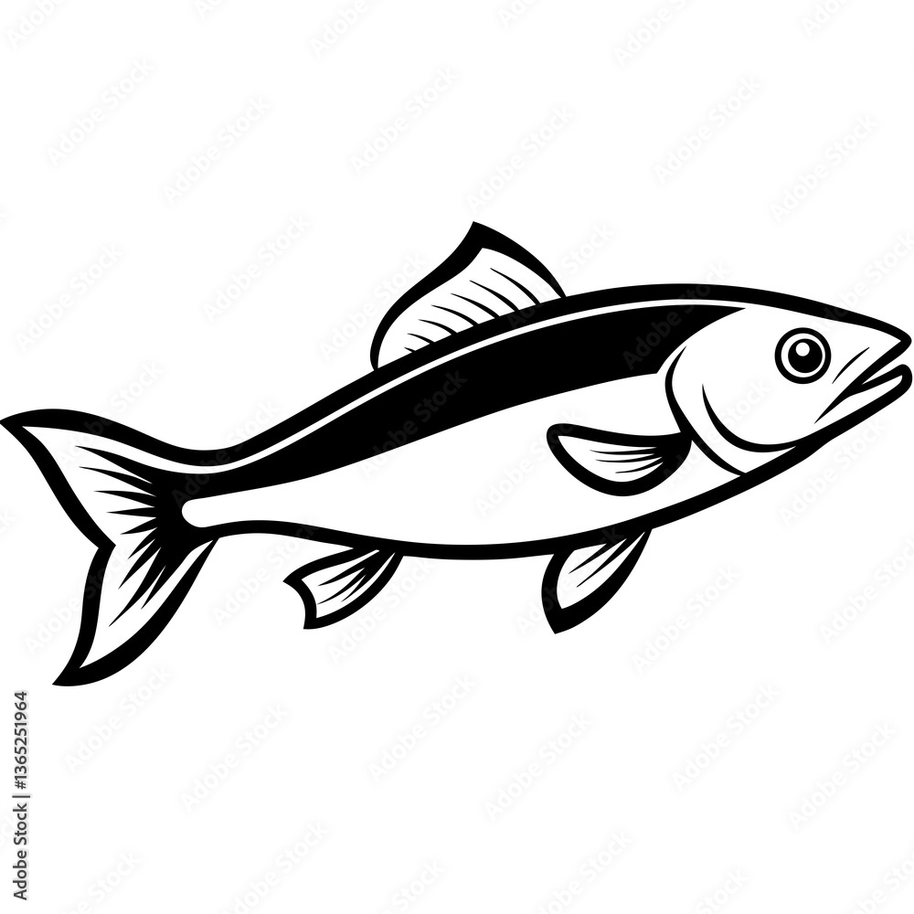 Fototapeta premium Haddock Fish Vector | High-Quality Digital Illustration for Seafood & Marine Designs