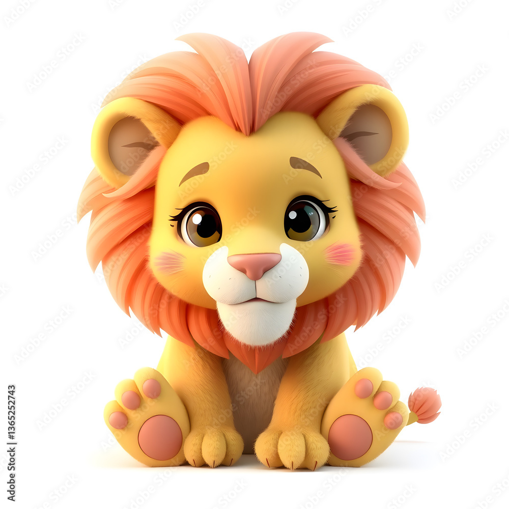 Lion – 3D baby lion, fluffy mane, chubby paws, light yellow and pink tones, white background
Generative AI Lion – 3D baby lion, fluffy mane, chubby paws, light yellow and pink tones, white background
Generative AI