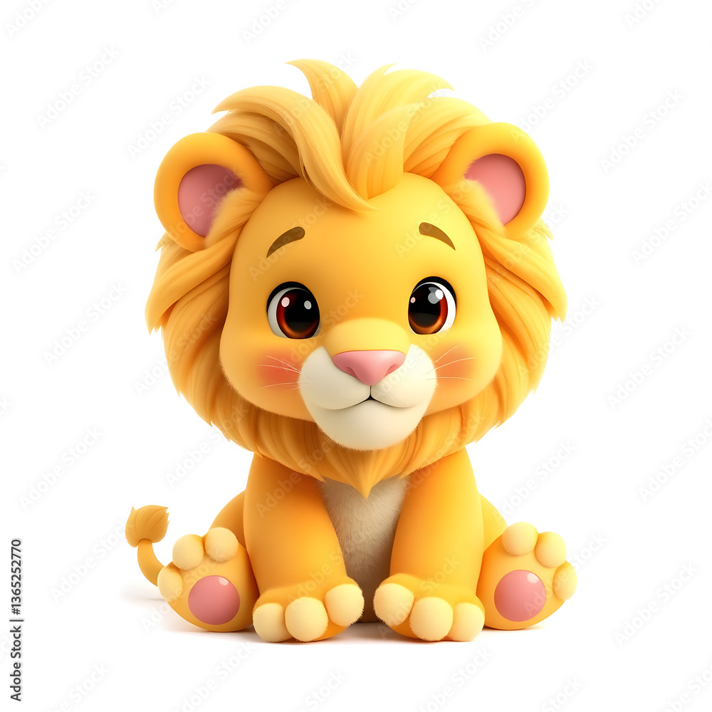 Lion – 3D baby lion, fluffy mane, chubby paws, light yellow and pink tones, white background
Generative AI Lion – 3D baby lion, fluffy mane, chubby paws, light yellow and pink tones, white background
Generative AI