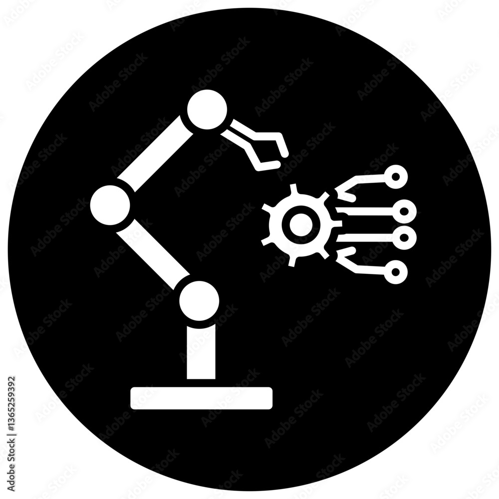 Automation Engineering Icon - Smart Technology & AI Systems Black Circle Icon Automation Engineering Icon - Smart Technology & AI Systems Black Circle Icon