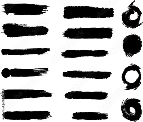 Creative Black Ink Brush Strokes and Circles