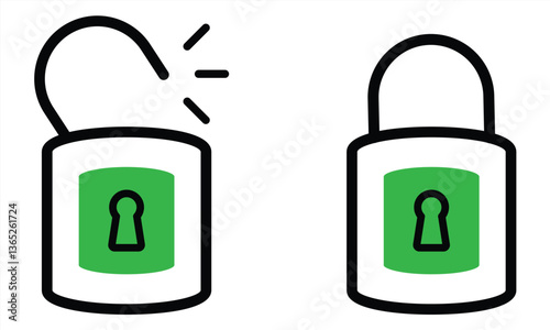 open and locked padlock icon. vector illustration