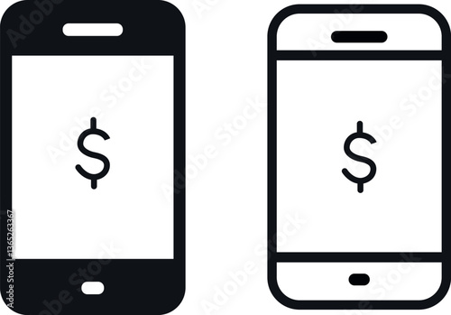 Mobile phone with dollar sign on the screen