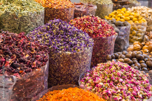 Fototapeta Naklejka Na Ścianę i Meble -  Colorful spices on the Arab souq spice market in medina