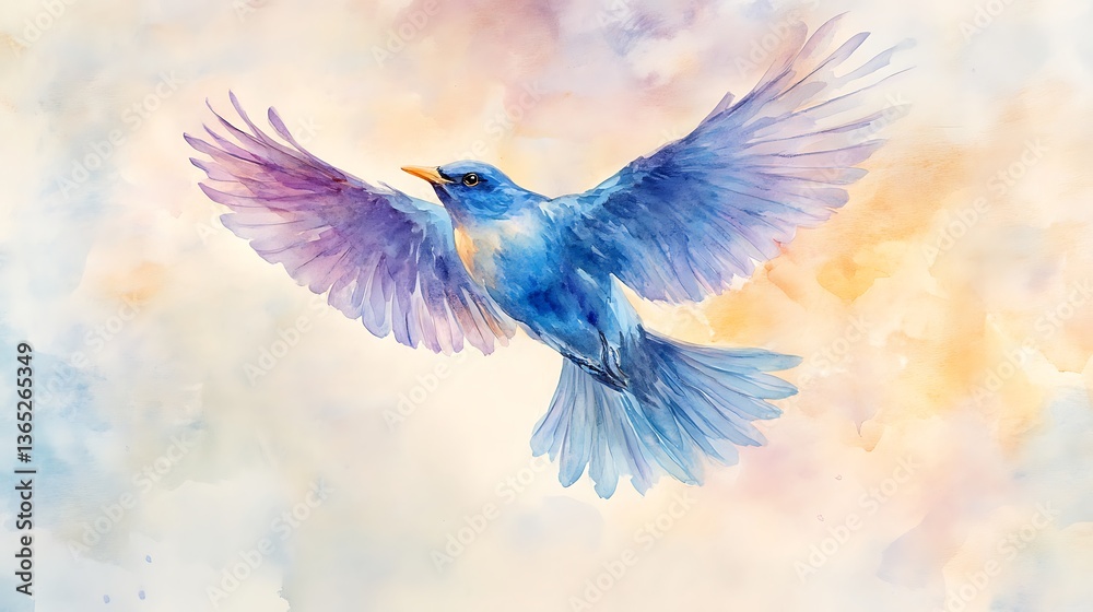 Obraz premium Birds hand painted product banner Wallpaper 