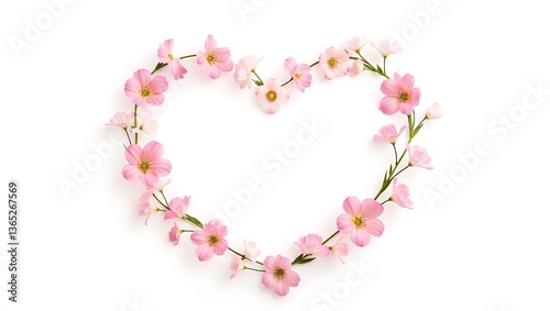 Delicate floral arrangement, Pink flower petals, Baby's breath, White background, Romantic composition